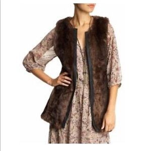 Sanctuary faux fur vest brown open front vest Sz S